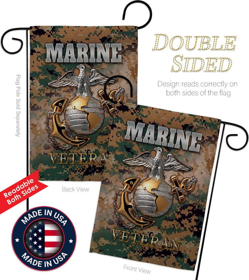 US Marine Veteran Garden Flag - Armed Forces Corps USMC Semper Fi United State American Military Retire Official - House Decoration Banner Small Y...
